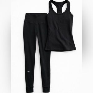 Black Alo Yoga Leggings and Tank Top Set